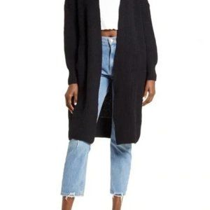 Topshop Chunky Ribbed Longline Cardigan NWT - Black XS
